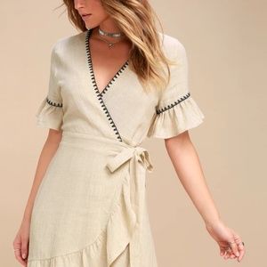 Cyrus Embroidered Lulus Wrap Dress
